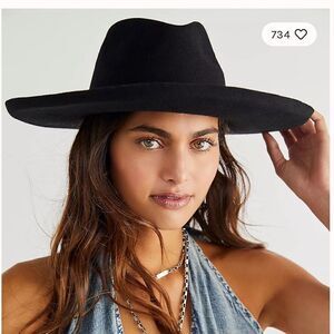 Free People x Lack of Color Melodic Black Felt Fedora Size Medium NWT $130